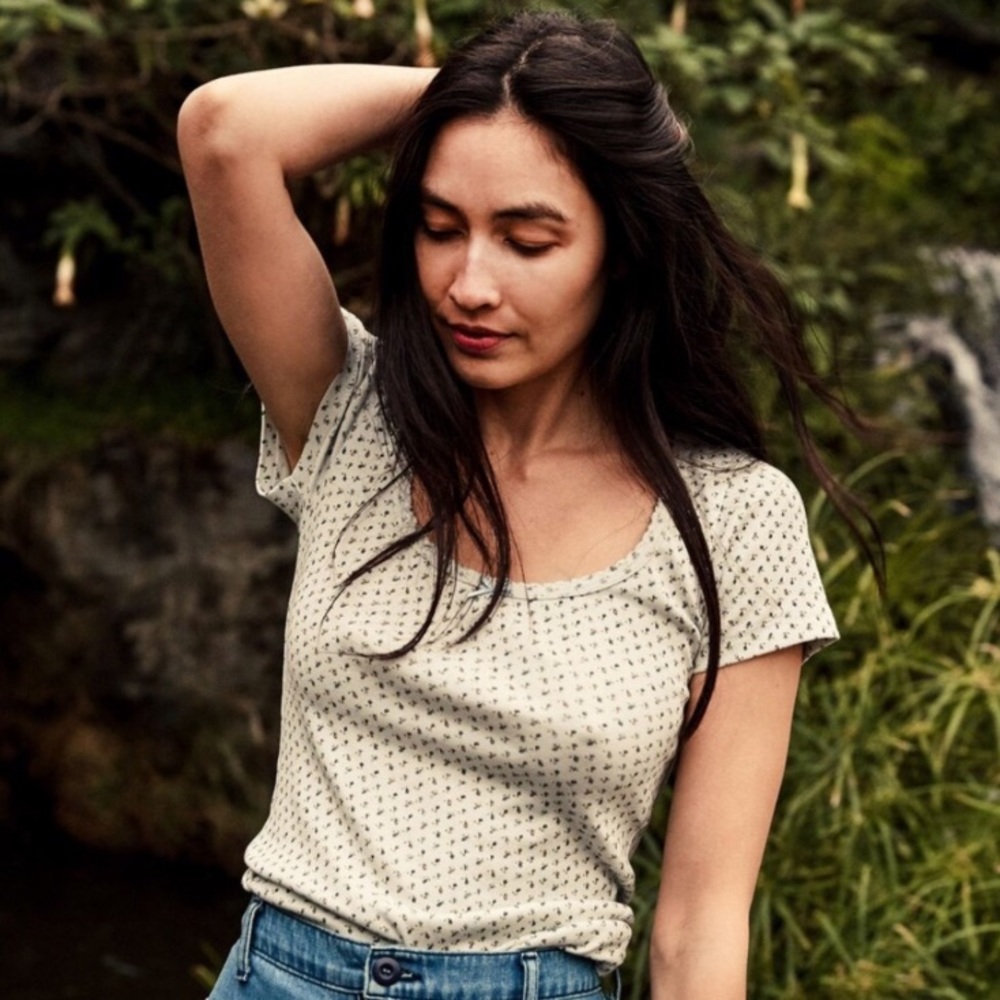 Doen Cotton Brigitte Tee Blue Rosebud